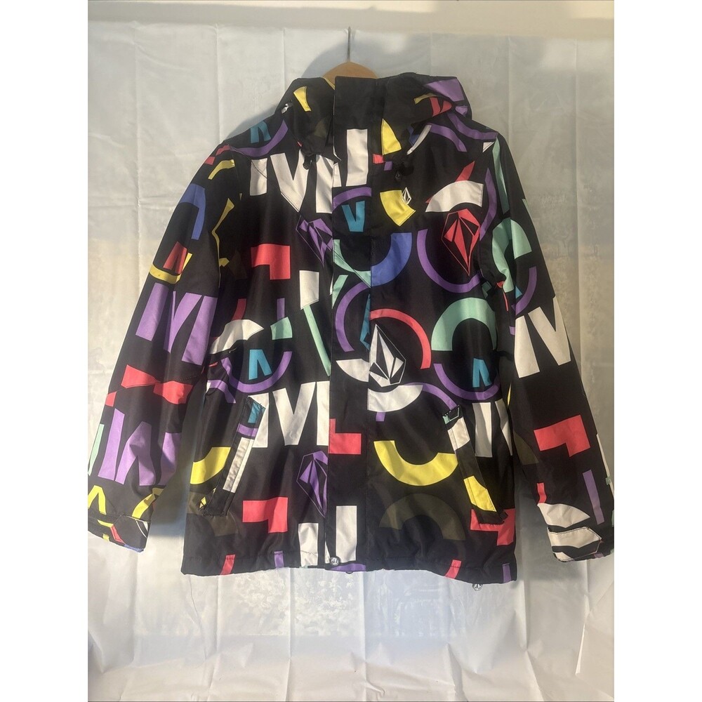 Volcom Thermonite Snowboarding Jacket Size Small Black Full Zip Hooded Winter